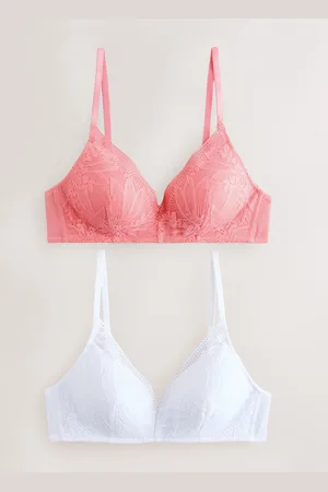 Next Coral/ Pad Non Wire Lace Detail Ultimate Comfort Bras 2 Pack