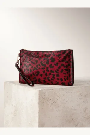 Next Red Leather Structured Clutch Bag