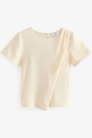 Next Short Sleeve Crepe Asymmetric Top