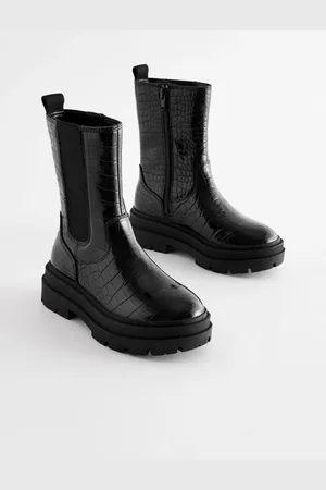 Next Snake Print Chunky Tall Chelsea Boots