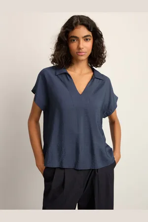 Next Relaxed Fit Short Sleeve V-Neck Overhead Top with Collar