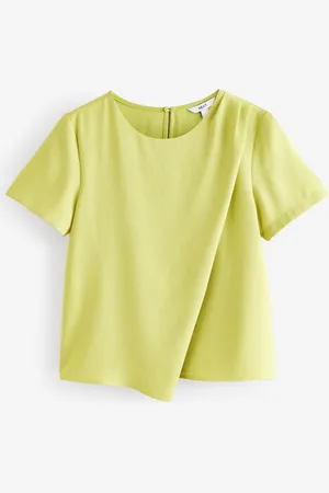 Next Lime Short Sleeve Crepe Asymmetric Top