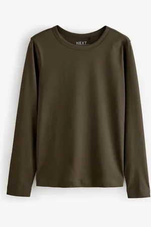 Next Olive 100% Cotton Long Sleeve T-Shirt