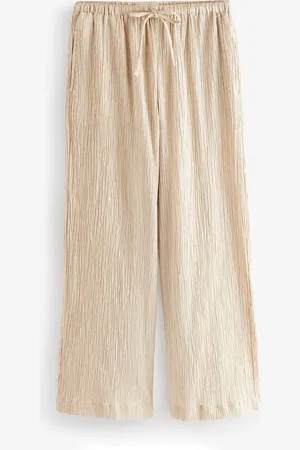 Next Wide Leg Textured Co-ord Trousers with Linen