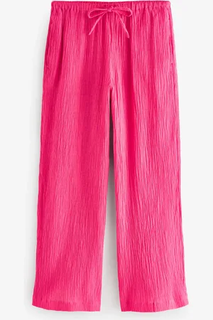 Next Bright Wide Leg Textured Co-ord Trousers with Linen