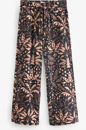 Next Palm Tie Waist Wide Leg Linen Blend Trousers