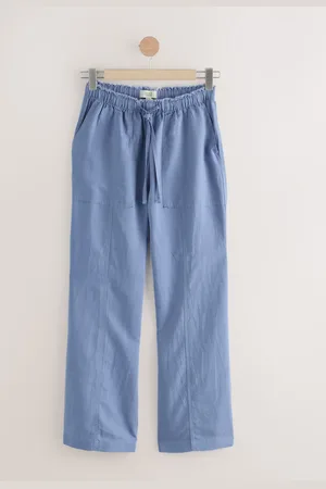 Next Wide Leg Pull-On Linen Blend Trousers