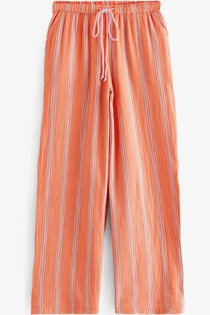 Next Orange Stripe Cotton Wide Leg Trousers