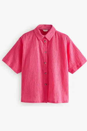 Next Bright Short Sleeve Textured Co-ord Shirt With Linen
