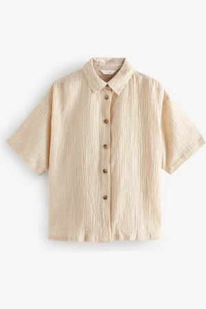 Next Short Sleeve Textured Co-ord Shirt With Linen