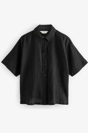 Next Short Sleeve Textured Co-ord Shirt With Linen