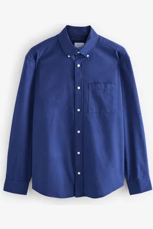 Next Cobalt Brushed 100% Cotton Oxford Long Sleeve Shirt