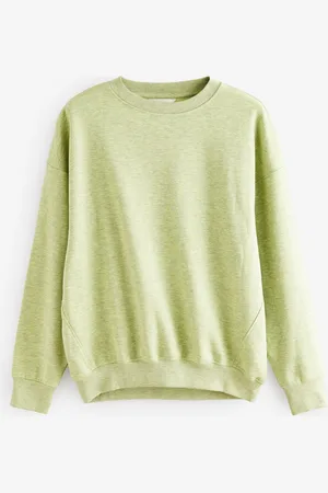 Next Lime Cotton Rich Long Crew Neck Sweatshirt
