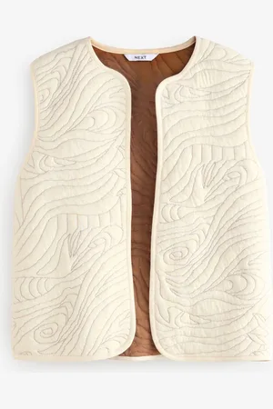 Next Ecru Quilted Pattern Stitch Jersey Gilet