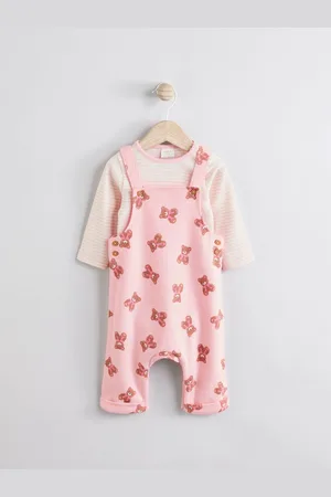 Next Bear Print Long Sleeve Bodysuit & Baby 100% Cotton Dungarees Set (0mths-3yrs)