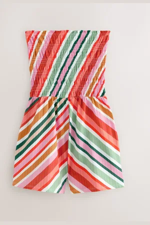 Next /Orange Bandeau Shirred 100% Cotton Playsuit