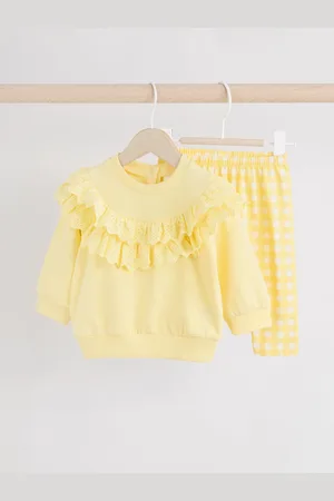 Next Yellow Gingham Baby Sweat Top & Leggings Set