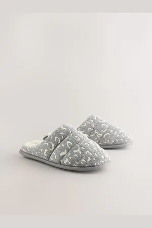 Next Animal Quilted Mule Slippers with Faux Fur Lining