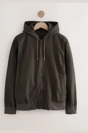 Next Dark 100% Cotton Canvas Hooded Zip Through Worker Jacket