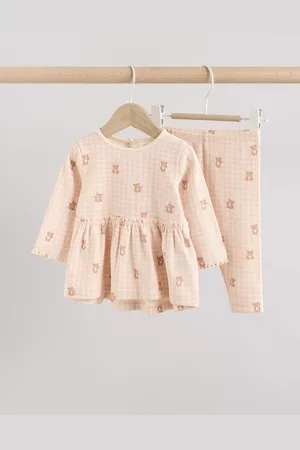 Next Gingham Bear Print Baby Long Sleeve Frill Top And Leggings Set (0mths-2yrs)