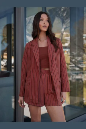 Next Rust Stripe Relaxed Textured Blazer