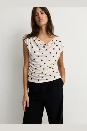 Next Ecru/ Polka Dot Sleeveless Drape Top