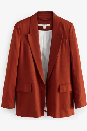 Next Rust Tailored Blazer With Linen
