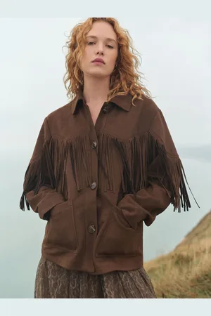 Next Chocolate Faux Suede Fringed Jacket