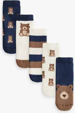 Next /Ecru Bear Cosy Terry Cotton Rich Socks 5 Pack