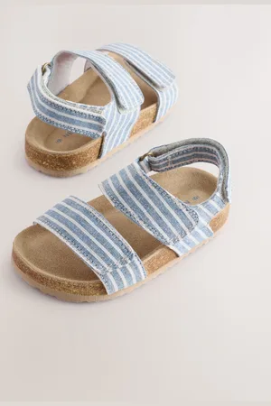 Next Blue/ Stripe Standard Fit (F) Corkbed Two Strap Sandals