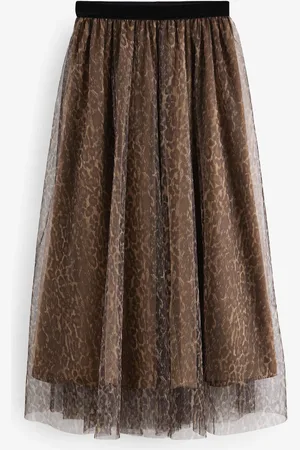 Next Leopard Print Mesh Tulle Midi Skirt