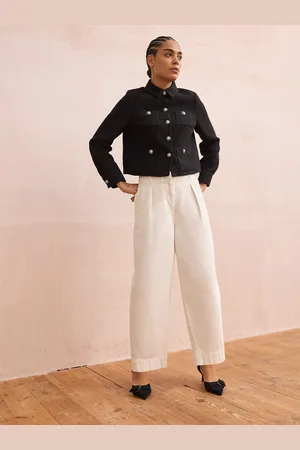 Next Ivory 100% Cotton Barrel Leg Chinos Trousers
