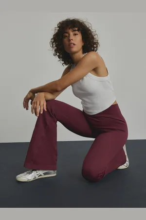 Next Wine Red Ribbed Kickflare Trousers