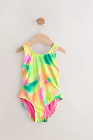 Next Yellow Tie Dye Sports Cross Back Swimsuit (3-16yrs)