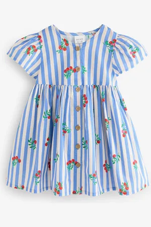 Next Tomato Stripe Button Up Summer Dress (3mths-10yrs)