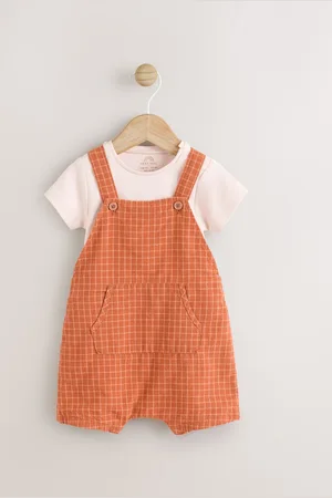 Next Rust Baby Woven Dungaree and Bodysuit Set (0mths-2yrs)