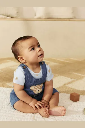 Next Bear Baby Woven Dungaree and Bodysuit Set (0mths-2yrs)
