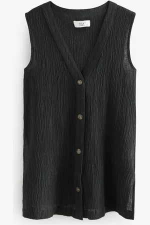 Next Crinkle Linen Blend Waistcoat