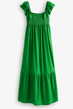 Next Ruffle Sleeve 100% Cotton Midi Dress