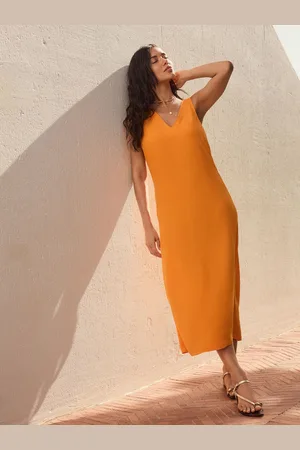 Next Orange Midi Slip Summer Dress