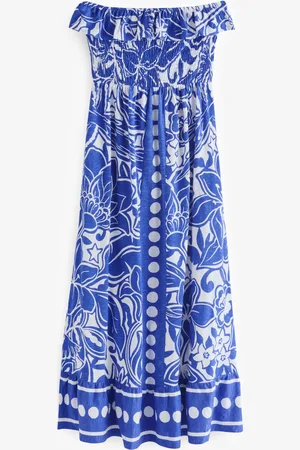 Next 100% Cotton Bandeau Frill Summer Midi Dress