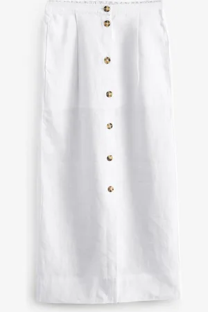Next Premium 100% Linen Button Down Pencil Skirt