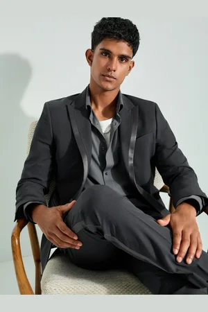 Next Charcoal Slim Fit Trimmed Satin Edge Tuxedo Suit Jacket