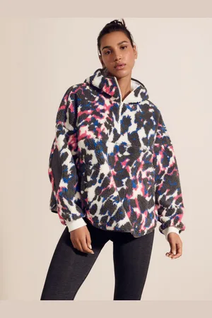 Next Print Hooded Elbow Patch Borg Fleece Jacket