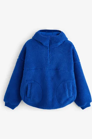 Next Cobalt Hooded Elbow Patch Borg Fleece Jacket