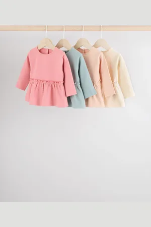 Next /Pink Baby Long Sleeve Ribbed 100% Cotton Tops 4 Pack