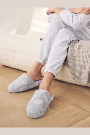 Next Carved Heart Faux Fur Carved Heart Mule Slippers