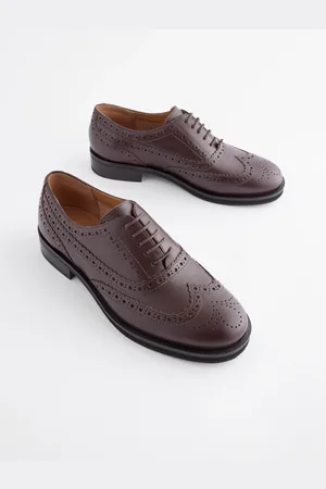 Next Burgundy Red Forever Comfort Slim Leather Formal Brogue Lace Up Shoes