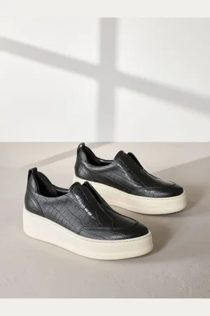 Next Croc Slip On Signature Forever Comfort Leather Chunky Wedge Platform Trainers