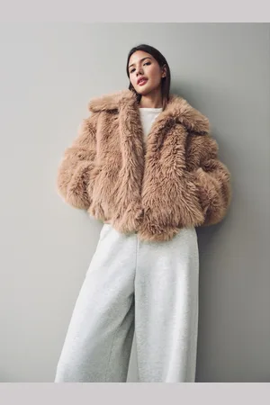 Next Camel Faux Fur Bomber Jacket